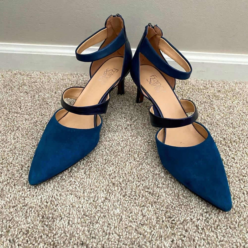 Franco Sarto Navy suede & leather heels